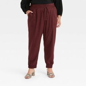 HIGH RISE WOVEN ANKLE JOGGER PANTS
